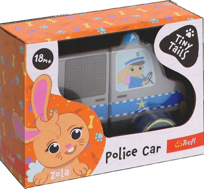 Lodër druri makinë policie Trefl Tiny Tails, me magnet
