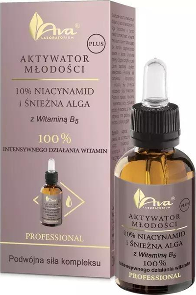 Serum për fytyrë Ava Youth Activator Plus, 10% niacinamide, algë bore, 30ml