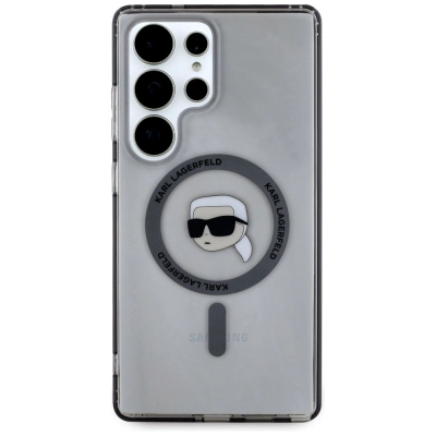 Kapak telefoni Karl Lagerfeld Button MagSafe për Galaxy S25 Ultra, TPU PC, transparent