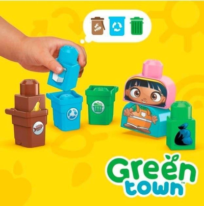 Lodra blloqe MEGA BLOKS Sort &amp; Recycle Squad, 17 pjesë, 2 figura, shumëngjyrëshe
