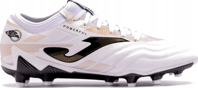 Këpucë futbolli Joma Powerful 2402 FG, Fibertech, me thumba fikse, të bardha me ari