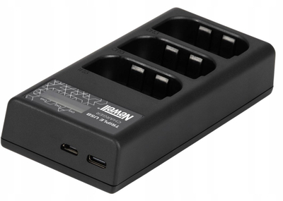 Karikues baterish Newell CD-USB-C, trefish, për LP-E6 Canon, i zi