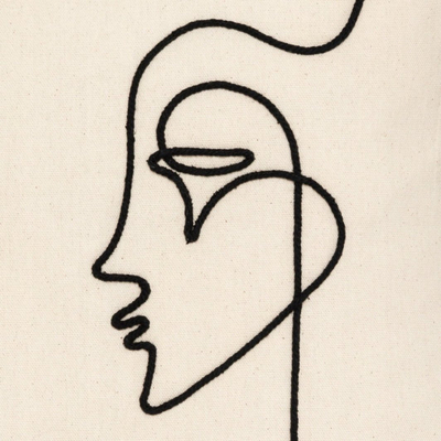 Jastëk dekorativ Atmosphera FACE, 40 x 40 cm, pambuk, bezhë