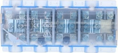 Bllok shpërndarës elektrik Pokój R35RW-01040000803, 4P, 4x35mm² 10x25mm², blu