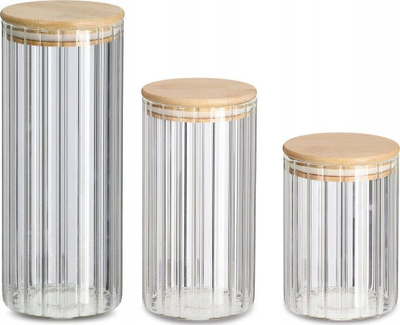 Kavanoz qelqi Zeller Present Rillen, 850 ml, kapak bambuje, transparent