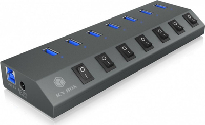 Hub USB ICY BOX IB-HUB1701-C3, 7 porta USB 3.2 Gen 1, 5 Gbit/s, ngjyrë antracit