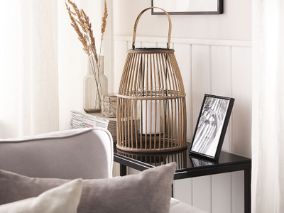Fener dekorativ Beliani Hoste, bambu, 32cm, bezhë