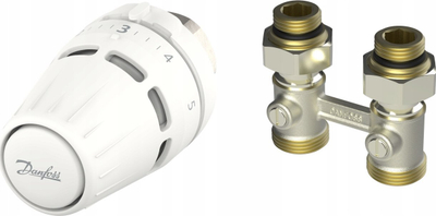 Set termostatik Regus RA Danfoss RLV KB 1/2", valvul e drejtë, e bardhë