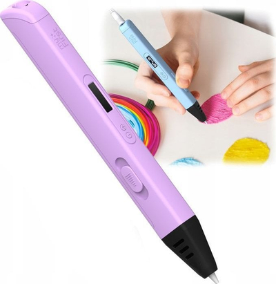 Стилолапис 3D MyFirst Pen Artist, 6 бои на филамент, дигитален екран, виолетов