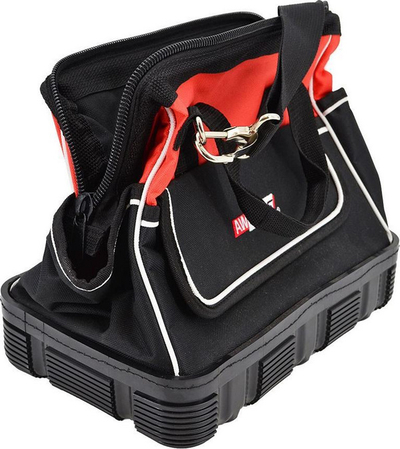 Çantë veglash AWTools 15", material poliester, fund gome TPR, e zezë me të kuqe