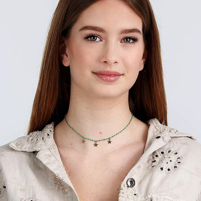 Qafore për femra La Petite Story Stylish Friendship Star Necklace LPS10ARR12, i artë/kaltër/gjelbër