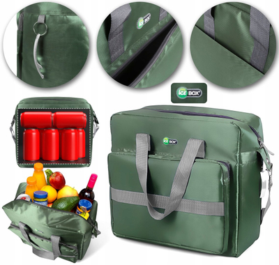 Çantë termike Promis ICE BOX TL30, 30L, për plazh dhe piknik, jeshile