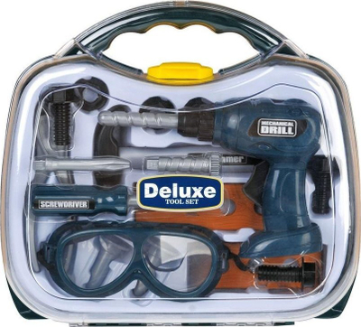Set me vegla loje Leantoys Deluxe, mekanike, në valixhe, blu