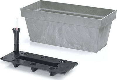 Vazo drejtkëndore Prosperplast, 60cm, plastike, gri e çelët mermeri