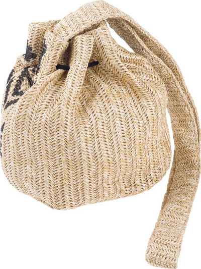 Çantë shpatullash për femra Cavaldi Shopper Small, stil kashte, rrip i rregullueshëm, bezhë me të zezë