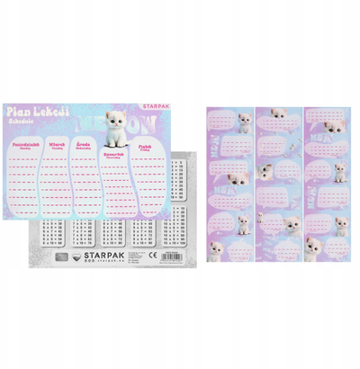 Set shkollor Starpak Lesson Plan Cuties, plan mësimi A5, 3 fletë sticker, ngjyra pastel