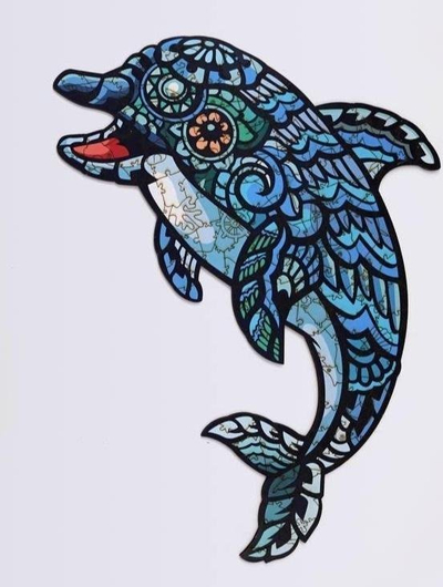 Puzzle druri PuzzleOK Dolphin A4, 84 copë, shumëngjyrëshe
