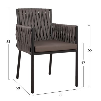 Karrige alumini Martin antracit me synthetic rattan 55×59×83 cm (HM5564.02)