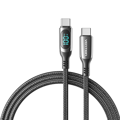 Кабел USB C Vention, 1.2 m, 5A, со LED екран, црн