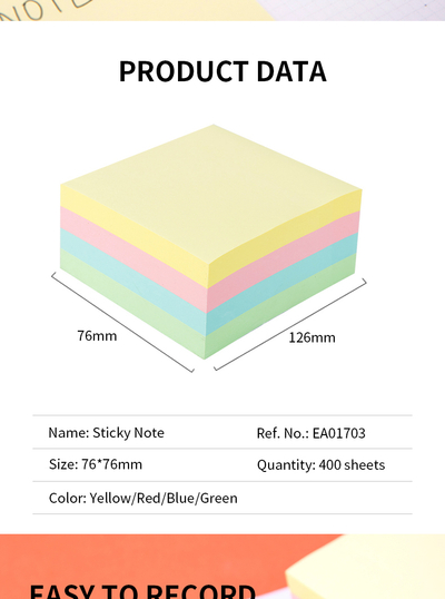 Postit DELI 76x76 400fl pastel mix a01703 1/12