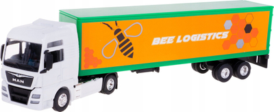 Lodër kamion me rimorkio Welly MAN TGX 58012, shkallë 1:64, i bardhë me portokalli