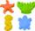 Set forma rëre Sea Sand Molds, 4 copë, plastike, me ngjyra të ndryshme