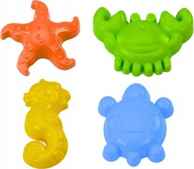 Set forma rëre Sea Sand Molds, 4 copë, plastike, me ngjyra të ndryshme