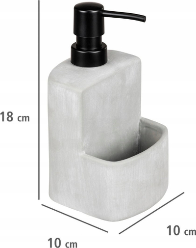 Dispenser për deterdjent enësh WENKO Festival Concrete, 380 ml, me vend për ruajtje, gri