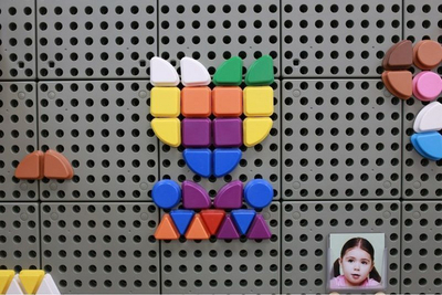 Set kunja mozaiku Masterkidz STEM ME14818, 64 copë, forma gjeometrike, shumëngjyrëshe