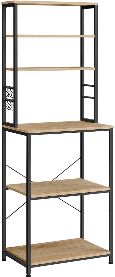Raft kuzhine Oskar Sonoma KKS024B11, 60x40x167cm, me 4 rafte, dru sonoma dhe metal i zi
