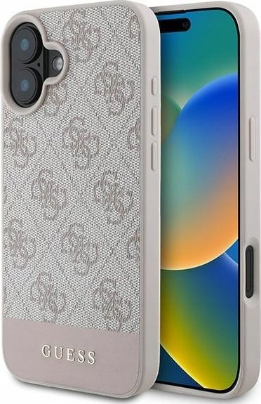 Futrollë Guess GUHCP16MG4GLPI për iPhone 16 Plus, 4G PU me vijë poshtë, rozë
