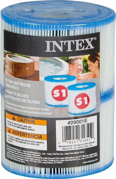 Filtër pishine Intex PureSpa S1, set me 2 copë, cilindrik, blu e bardhë