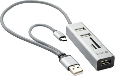 Hub USB Yenkee YHC 103 SR, 3x USB, USB C OTG, argjendtë