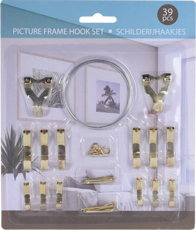 Set grepa për varje pikturash Home Styling Collection, 37 copë, metalik