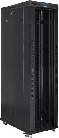 Kabinet rack në këmbë Lanberg 19" 47U, 800x1200mm, derë xhami LCD, i zi