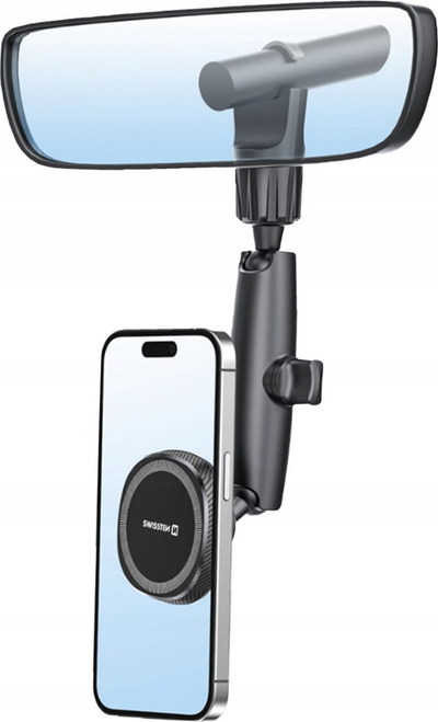 Mbajtëse telefoni Swissten Car Mount for MagSafe, për pasqyrën e brendshme, set 2 copë, e zezë
