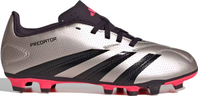Këpucë futbolli për kalamaj Adidas Predator Club FxG Jr IF6423, për fushë me bar natyral, shollë me tapa, gri me të zeza dhe rozë