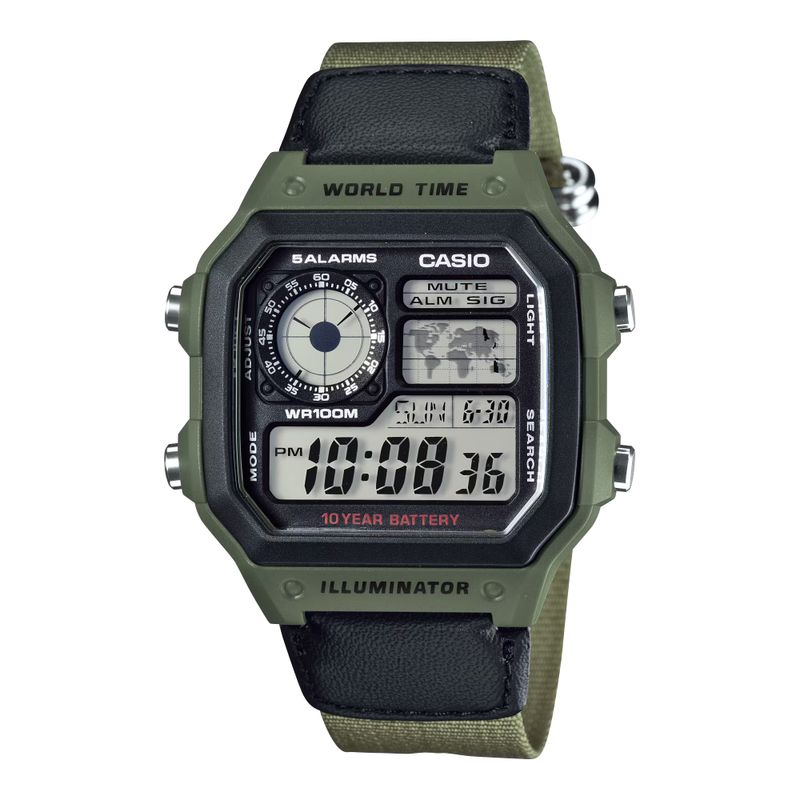 Orë dore Casio AE-1200WHB-3BV, e gjelbër/zezë