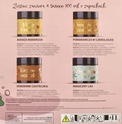 Set qirinj soje aromatikë HiSkin Home, 4 x 100 ml, kavanoz qelqi, shumëngjyrësh