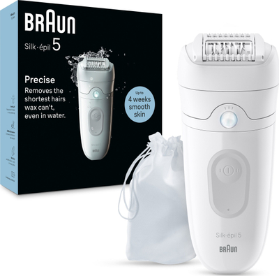 Епилатор Braun Silk-épil 5 5011, за нозе, електричен, бел