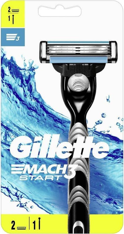 Brisk rroje Gillette Mach3 Start, 3 tehe, 2 cartridge, i zi