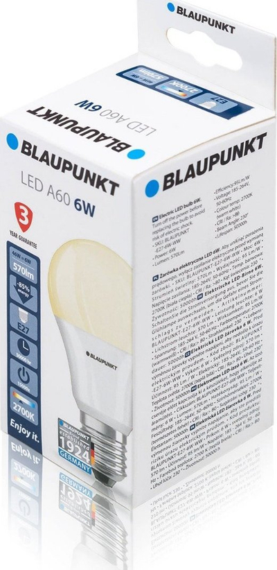 Llambë LED Blaupunkt E27 Classic, 6W, 2700K dritë e ngrohtë, e qulltë
