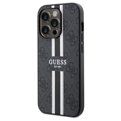 Mbulesë telefoni Guess 4G Printed Stripes MagSafe, për iPhone 15 Pro Max 6.7", hardcase, e zezë