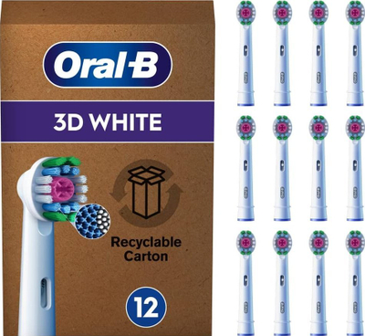 Kokë furçe elektrike Oral-B 3D White, paketim 12 copë, e bardhë