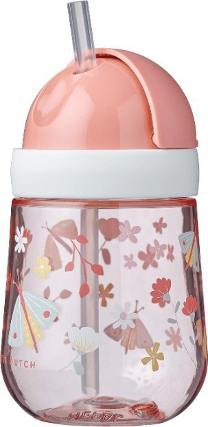Gotë me pipë Mepal Straw Cup Mio, 300ml, për kalamoj, me lule e flutura