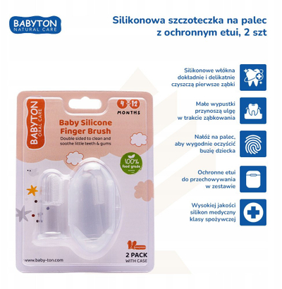 Furçë dhëmbësh për bebe BABYTON Silicone Finger Brush, silikon i butë, transparente