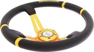 Timon sportiv MTuning Pro, 350mm, alumin, lëkurë e zezë