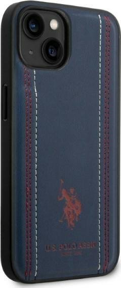 Këllëf telefoni US Polo Assn Leather Stitch për iPhone 14 6.1", TPU, blu navy