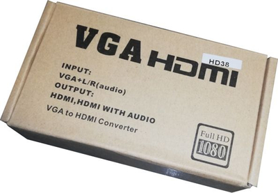 Adapter konvertues Gonga HD38, VGA në HDMI, audio 3.5mm, i zi