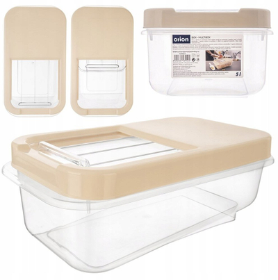 Kontejner ruajtjeje Orion Box Multibox, 5L, plastik transparent, kapak bezhë